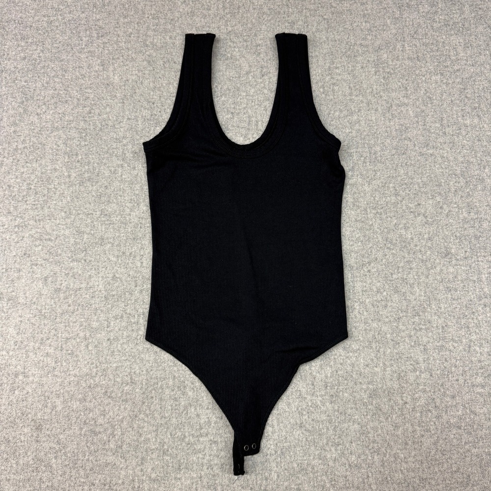 Abercrombie & Fitch Bodysuit Medium Black Ribbed Scoop Neck Soft A&F Collection